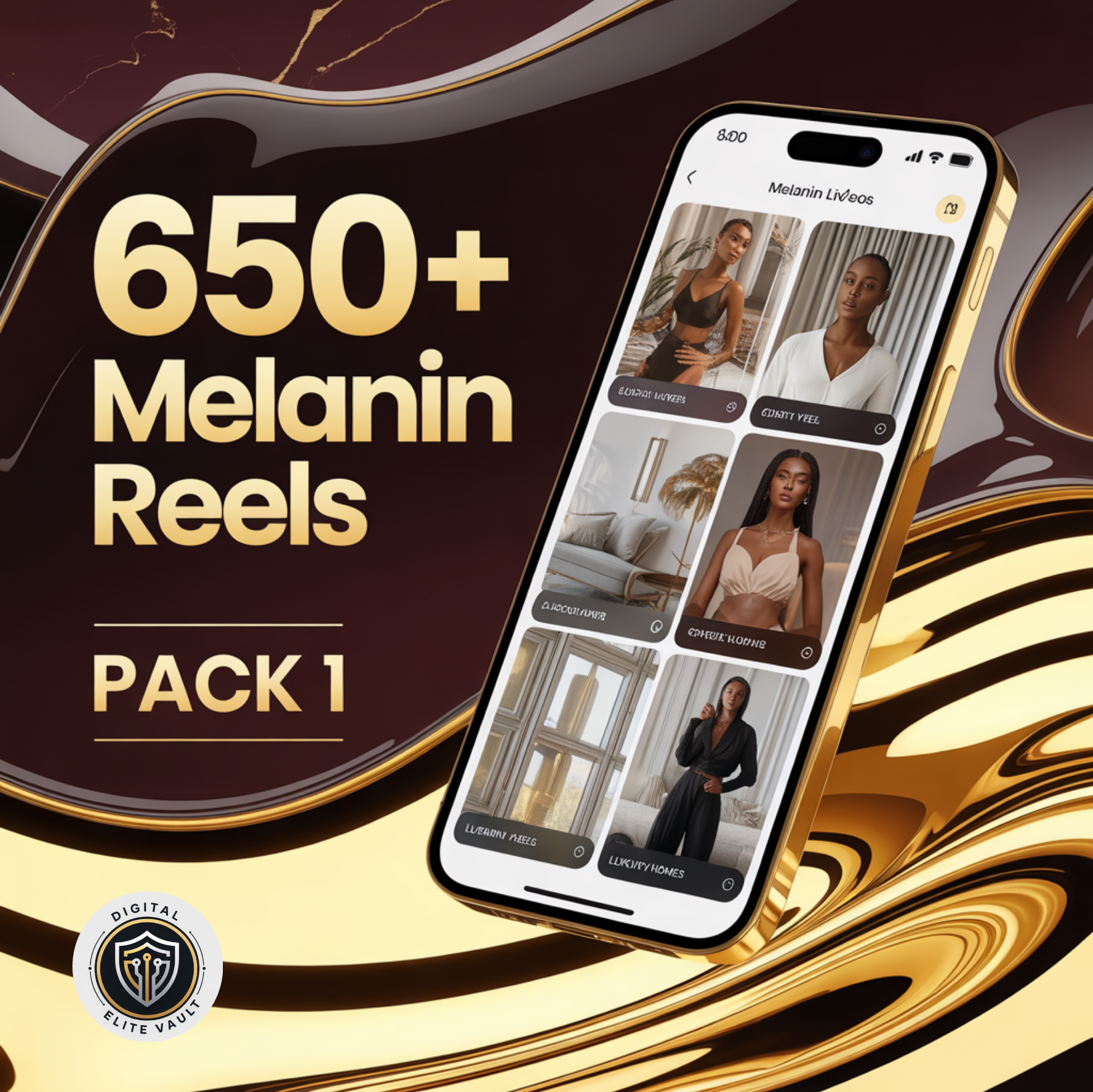 Melanin Luxe Pack 1: 650+ Reels Estéticos de Alta Gama ✨